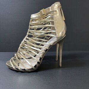 Gold Strappy High Heel Sandals